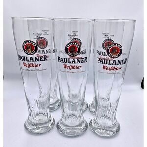 Authentic Paulaner Munchen Weissbier Beer Glasses 0.5L Made in Germany Set of 6